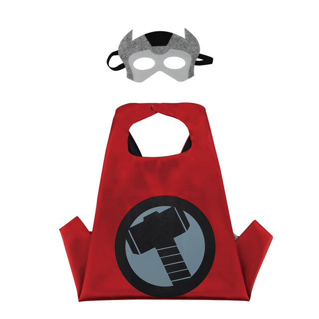 Reversible Toddler Superhero Costume Satin Capes with Felt Masks