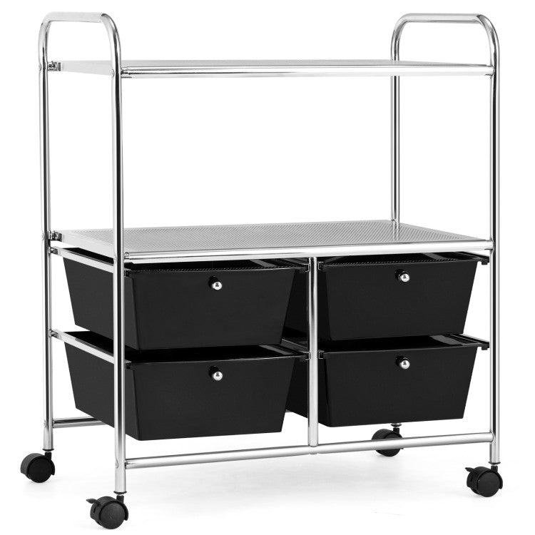 4 Drawers Shelves Rolling Storage Cart Rack (Clear)