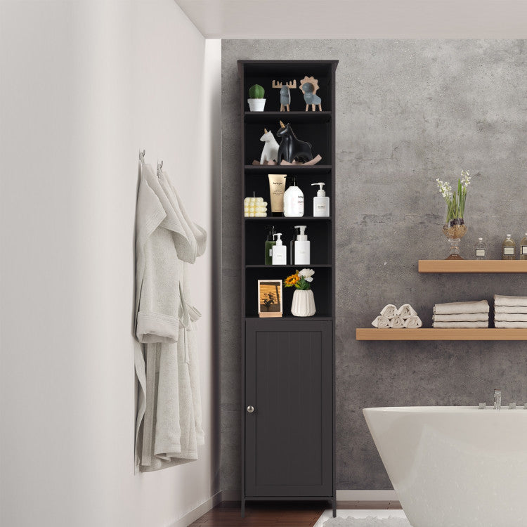 72 Inches Free Standing Tall Floor Bathroom Storage Cabinet - Brown