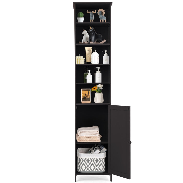 72 Inches Free Standing Tall Floor Bathroom Storage Cabinet - Brown