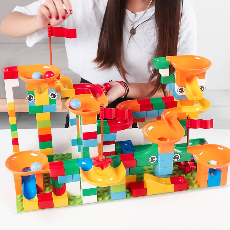 74-296pcs Marble Race Run Maze Balls Track Building Blocks