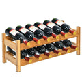 2-Tier 12 Bottles Bamboo Storage Shelf  Wine Rack