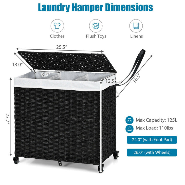 Laundry Hamper with Wheels and Lid