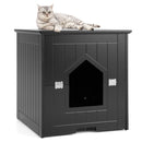 Cat Litter Box Enclosure with Flip Magnetic Half Door - Black