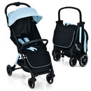 One-Hand Folding Portable Lightweight Baby Stroller with Aluminum Frame (Blue)