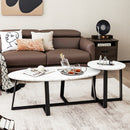 Set of 2 Nesting Coffee Table with Oval and Round Table