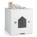 Cat Litter Box Enclosure with Flip Magnetic Half Door - Black