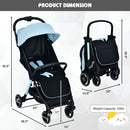 One-Hand Folding Portable Lightweight Baby Stroller with Aluminum Frame (Blue)