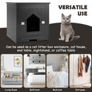 Cat Litter Box Enclosure with Flip Magnetic Half Door - Black