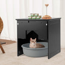 Cat Litter Box Enclosure with Flip Magnetic Half Door - Black