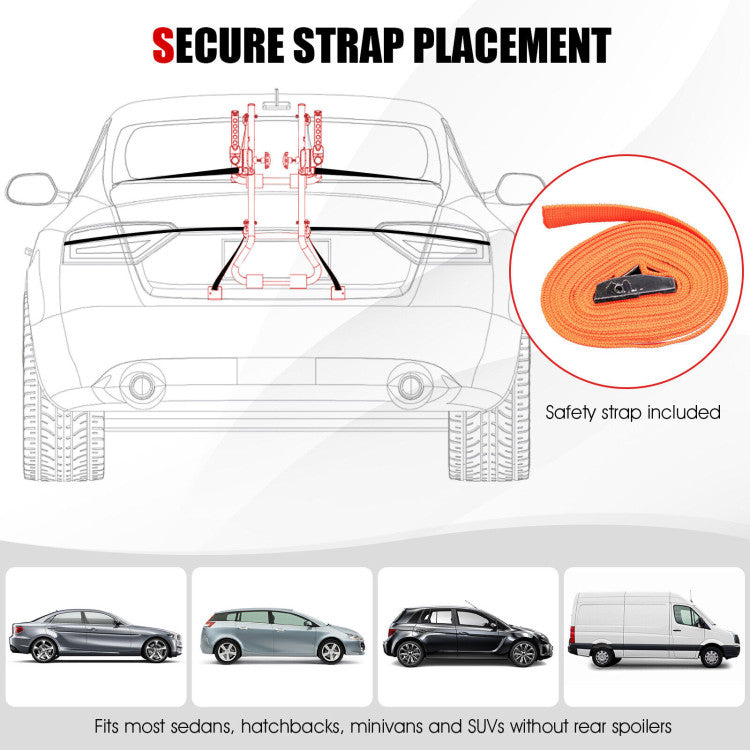 3-Bike Trunk Mounted Bike Rack for Sedan Hatchback Minivan SUV