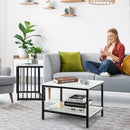Set of 2 Nesting End Tables with Storage Shelf (White)