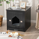 Cat Litter Box Enclosure with Flip Magnetic Half Door - Black