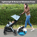One-Hand Folding Portable Lightweight Baby Stroller with Aluminum Frame (Blue)