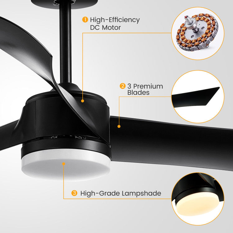 52 Inch Reversible Ceiling Fan with Light