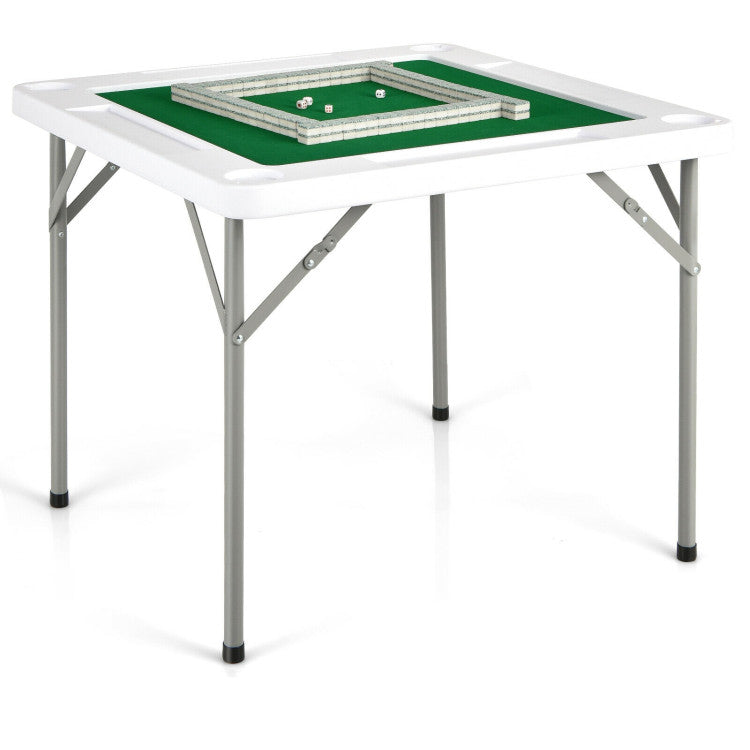 4-Player Mahjong Game Table with Iron Frame