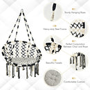 Hanging Hammock Chair with Cushion Macrame Swing Cotton Rope Indoor Outdoor
