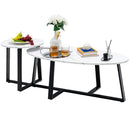 Set of 2 Nesting Coffee Table with Oval and Round Table