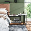 Set of 2 Nesting End Tables with Storage Shelf (White)