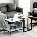 Set of 2 Nesting End Tables with Storage Shelf (White)