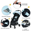 One-Hand Folding Portable Lightweight Baby Stroller with Aluminum Frame (Blue)