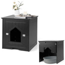 Cat Litter Box Enclosure with Flip Magnetic Half Door - Black