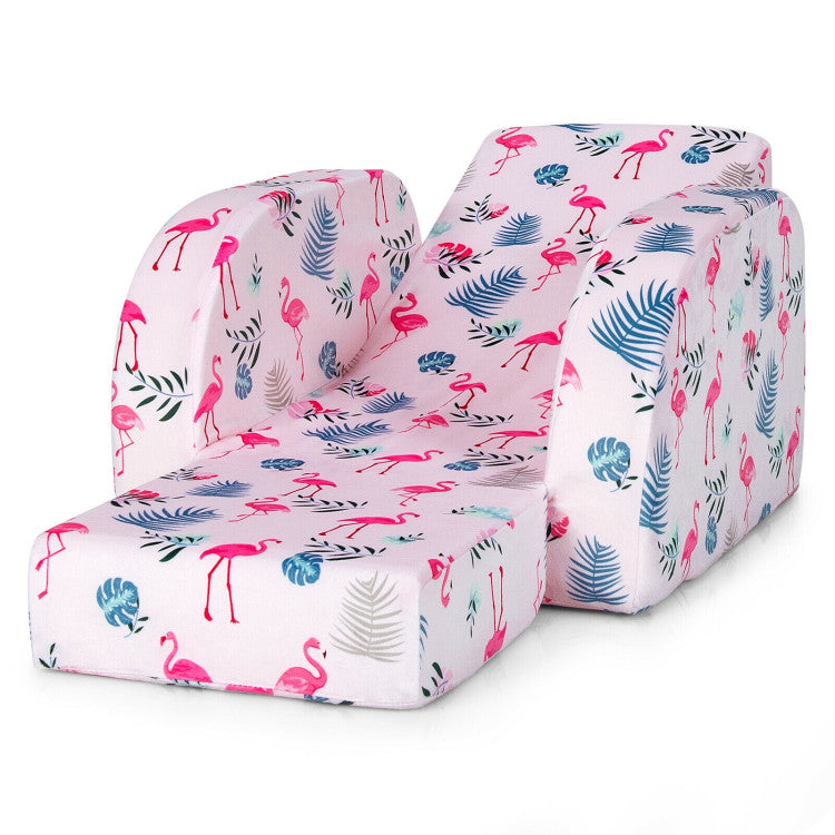 3-in-1 Convertible Kid Sofa Bed Flip-Out Chair Lounger for Toddler - Pink