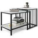 Set of 2 Nesting End Tables with Storage Shelf (White)