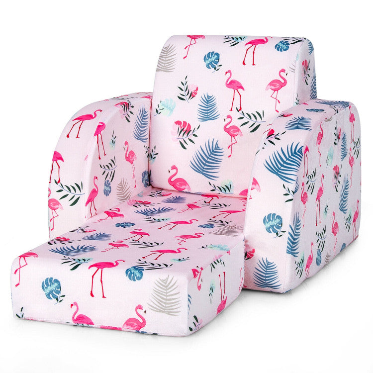 3-in-1 Convertible Kid Sofa Bed Flip-Out Chair Lounger for Toddler - Pink