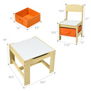Kids Table Chairs Set With Storage Boxes Blackboard Whiteboard Drawing (Natural)
