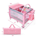 Portable Foldable Baby Playard Nursery Center with Changing Station - Pink