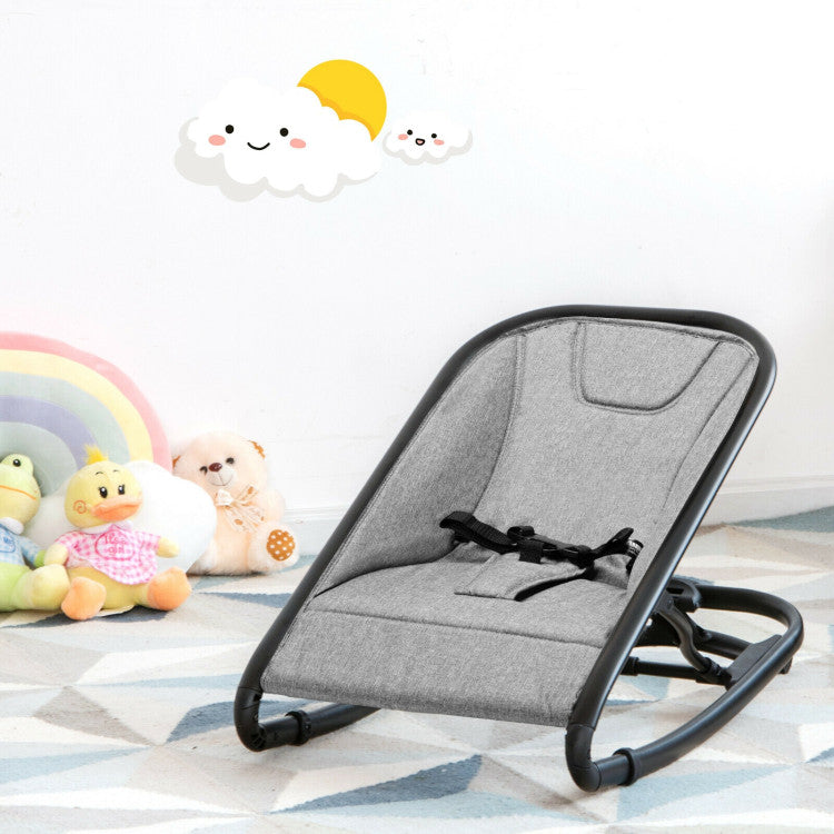 2-in-1 Adjustable Baby Bouncer and Rocker - Light Gray