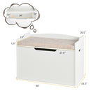 Kids Toy Wooden Flip-top Storage Box Chest Bench with Cushion Hinge (White)