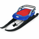 Folding Kids Metal Snow Sled with Pull Rope Snow Slider and Leather Seat