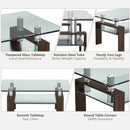 Rectangle Glass Coffee Table with Metal Legs for Living Room