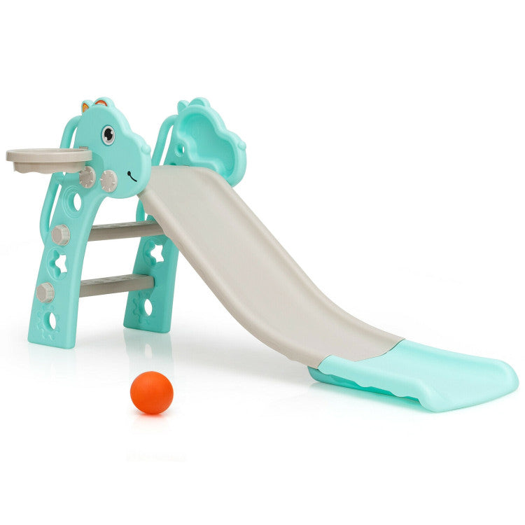 3-in-1 Kids Slide Baby Play Climber Slide Set with Basketball Hoop