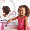 Kids Wooden Makeup Dressing Table and Chair Set with Mirror and Drawer - Pink