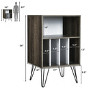 Freestanding Record Player Stand Record Storage Cabinet with Metal Legs