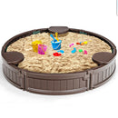 Sandbox with Built-in Corner Seat and Cover - Brown