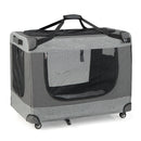 Portable Folding Cat Carrier with 4 Lockable Wheels