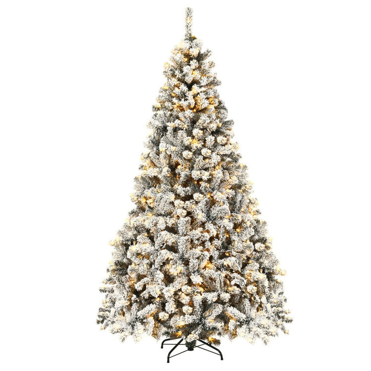 Pre-Lit Premium Snow Flocked Hinged Artificial Christmas Tree