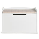 Kids Toy Wooden Flip-top Storage Box Chest Bench with Cushion Hinge (White)