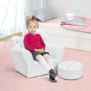 Children Upholstered Princess Sofa with Ottoman and Diamond Decoration for Boys and Girls - White