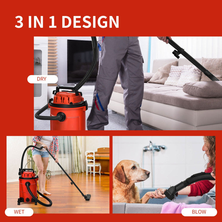 3 in 1 6.6 Gallon 4.8 Peak HP Wet Dry Vacuum Cleaner with Blower