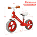 Kids Balance Training Bicycle with Adjustable Handlebar and Seat (Red)