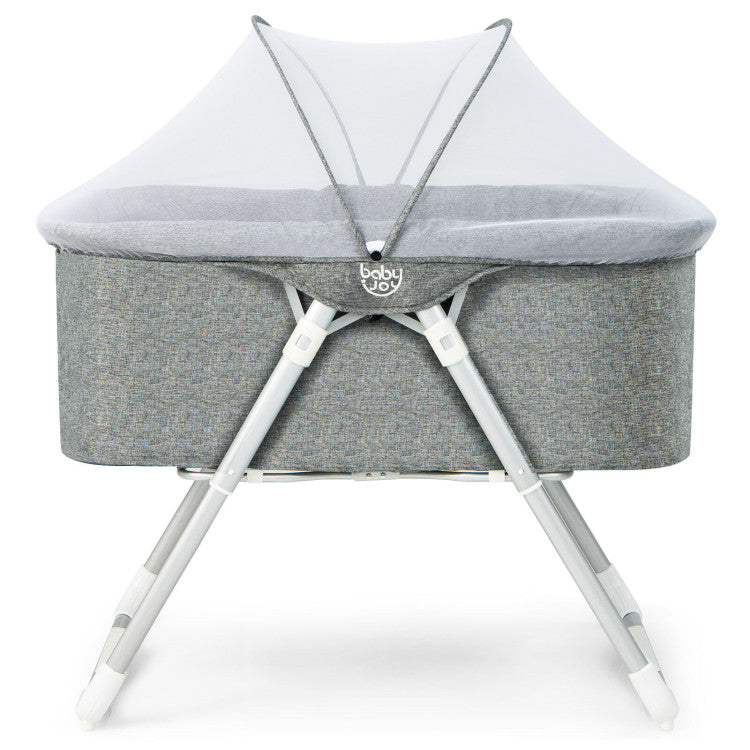 2-In-1 Baby Bassinet with Mattress and Net (Gray)