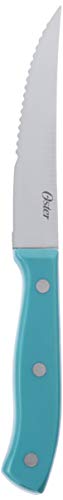 Oster Evansville 14 Piece Cutlery Set, Stainless Steel with Turquoise Handles -