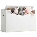 Kids Toy Wooden Flip-top Storage Box Chest Bench with Cushion Hinge (White)