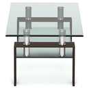 Rectangle Glass Coffee Table with Metal Legs for Living Room