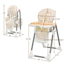 Folding Baby High Dining Chair with 6-Level Height Adjustment